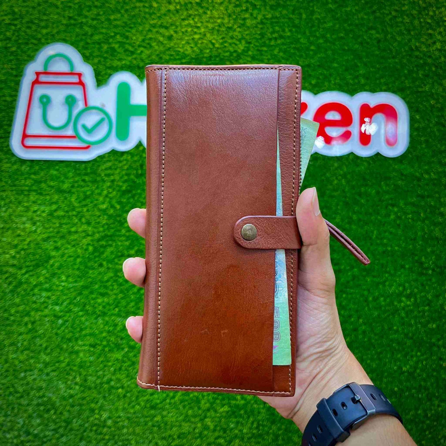 Genuine Natural Milled Leather Long Wallet