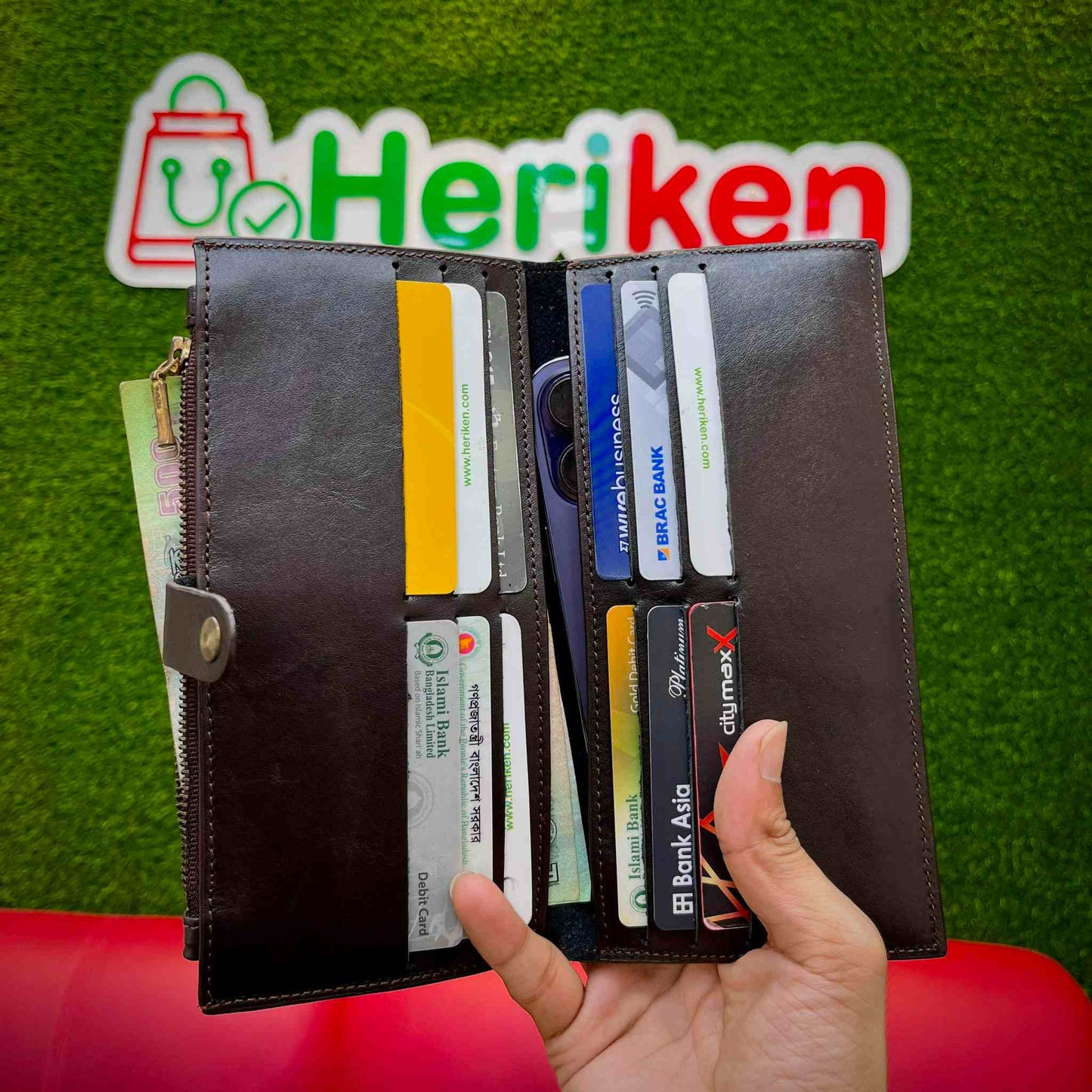 Premium Oil Pull Up Leather Long Wallet