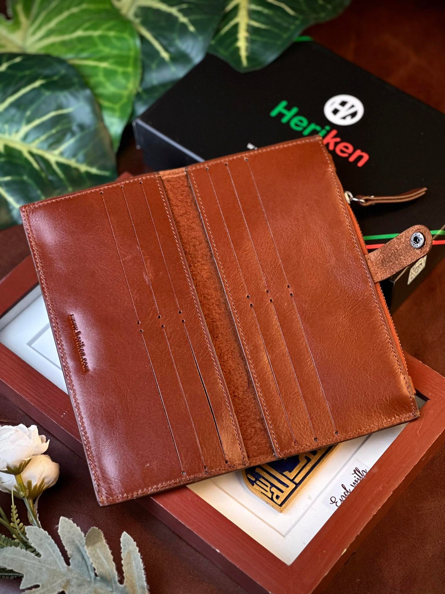 Genuine Natural Milled Leather Long Wallet