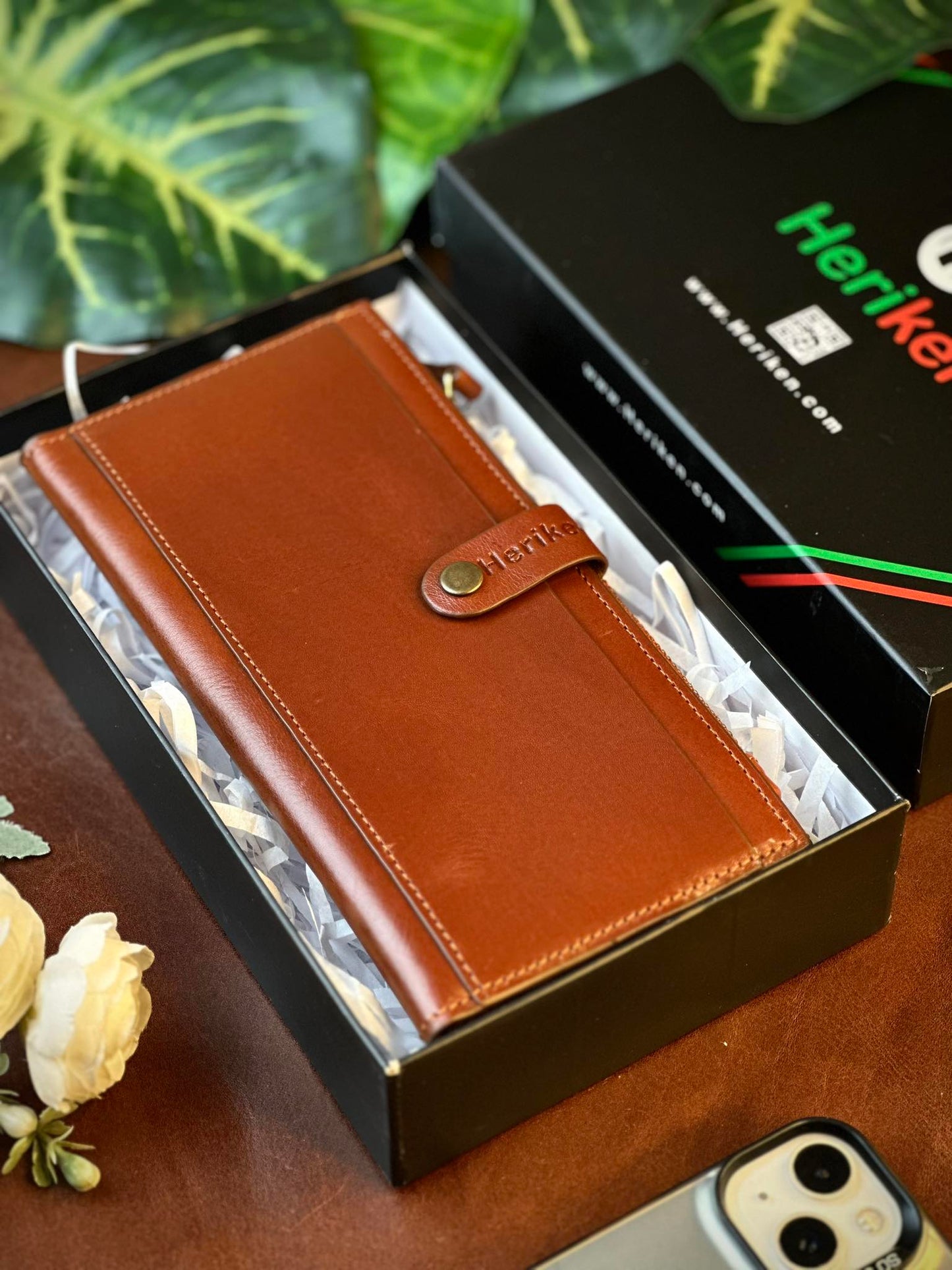 Genuine Natural Milled Leather Long Wallet