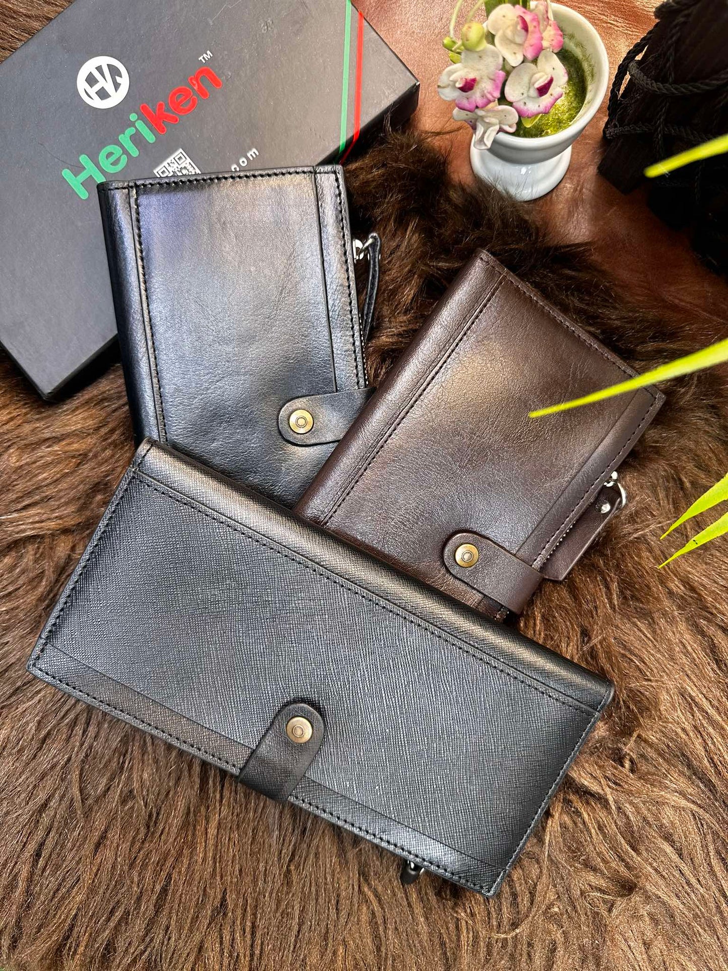 Premium Oil Pull Up Leather Long Wallet