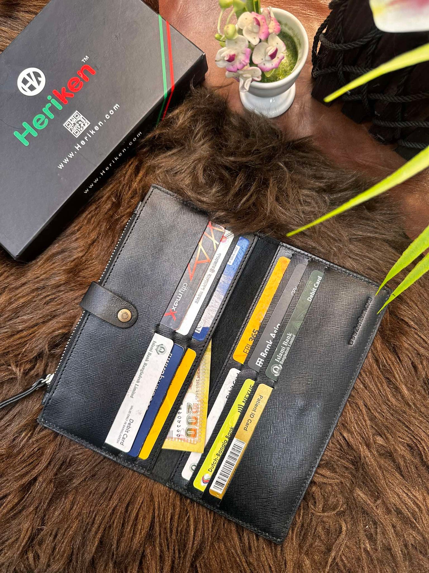 Premium Oil Pull Up Leather Long Wallet