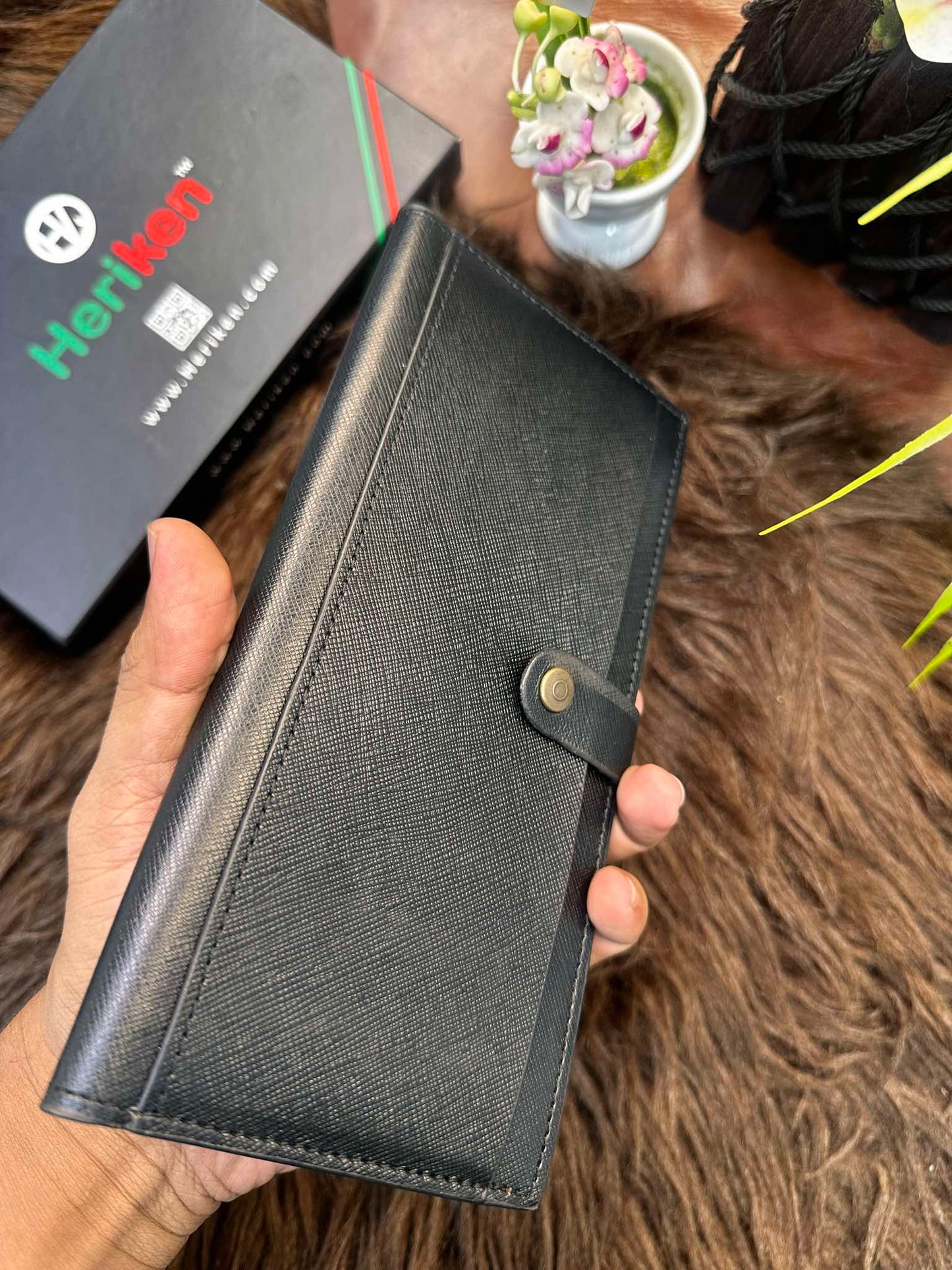 Premium Oil Pull Up Leather Long Wallet
