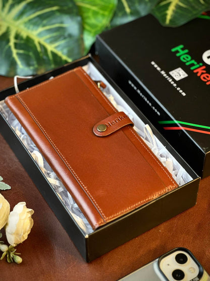 Genuine Natural Milled Leather Long Wallet