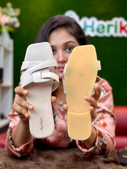 Heriken Genuine Leather Cross Strap Fashion Slipper