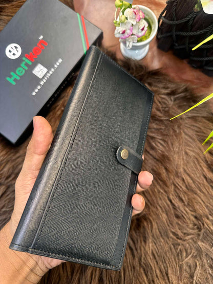 Premium Oil Pull Up Leather Long Wallet