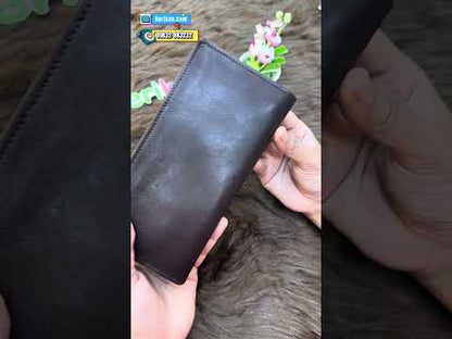 Premium Natural Milled Zipper Long Wallet